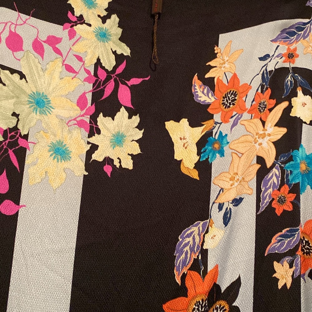 Etro Silk Elastane Stunning Print Fringe Hem Poncho New With Tags Made in Italy - Picture 13 of 16